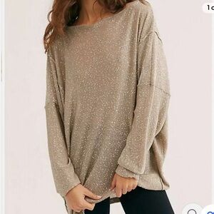 Free People Gold Sparkle Sweater Backless